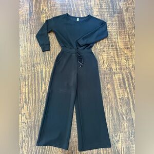 SPANX Black Wide-Leg Jumpsuit with Drawstring Waist Size Medium
